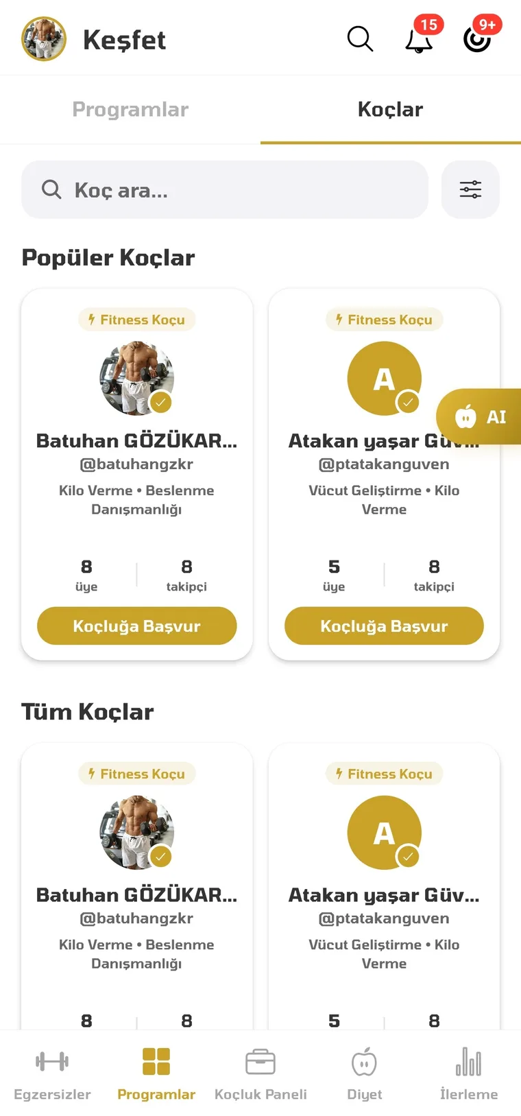 Keşfet — Bifit koçluk paneli