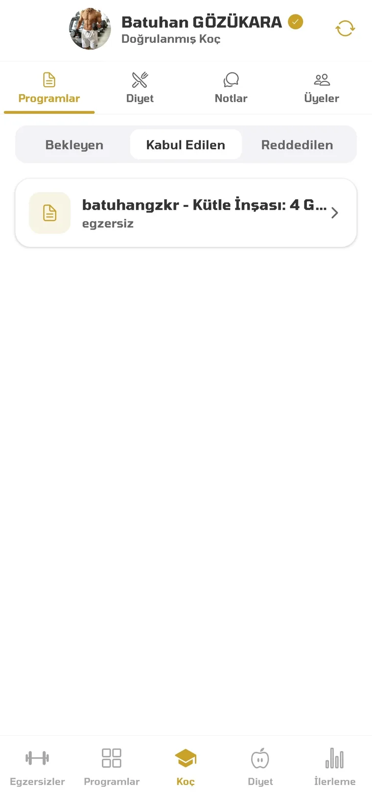 Danışan Tarafı — Bifit koçluk paneli